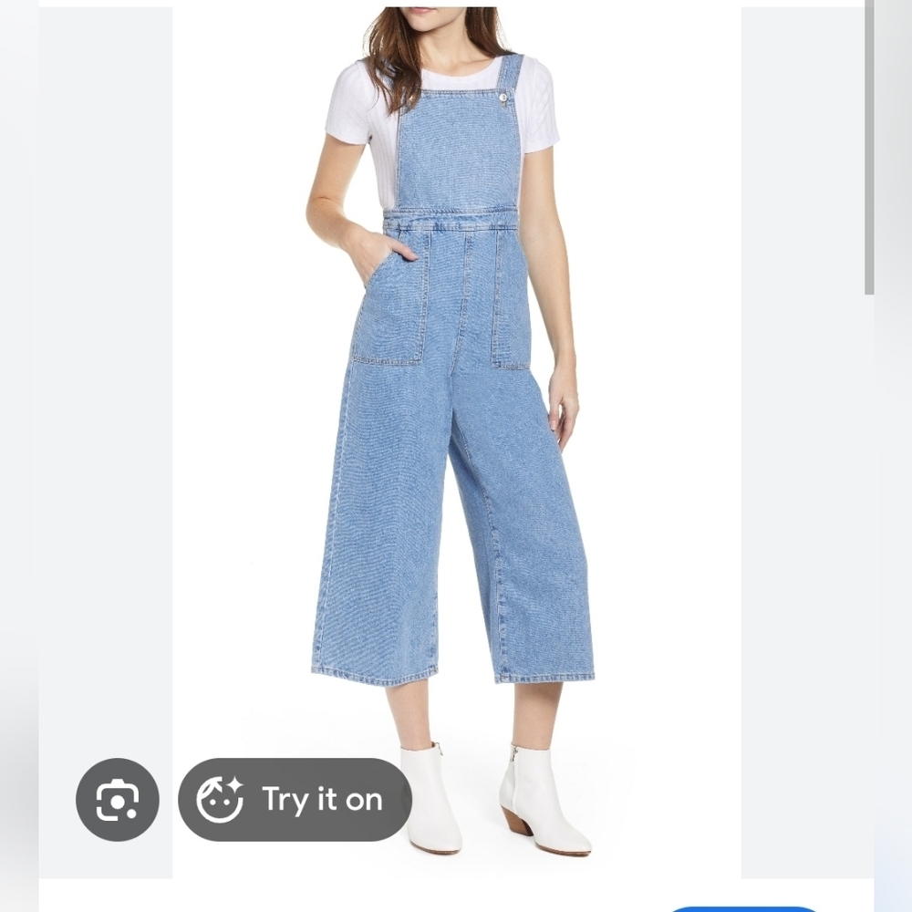 Topshop Light Blue Denim Overalls Small